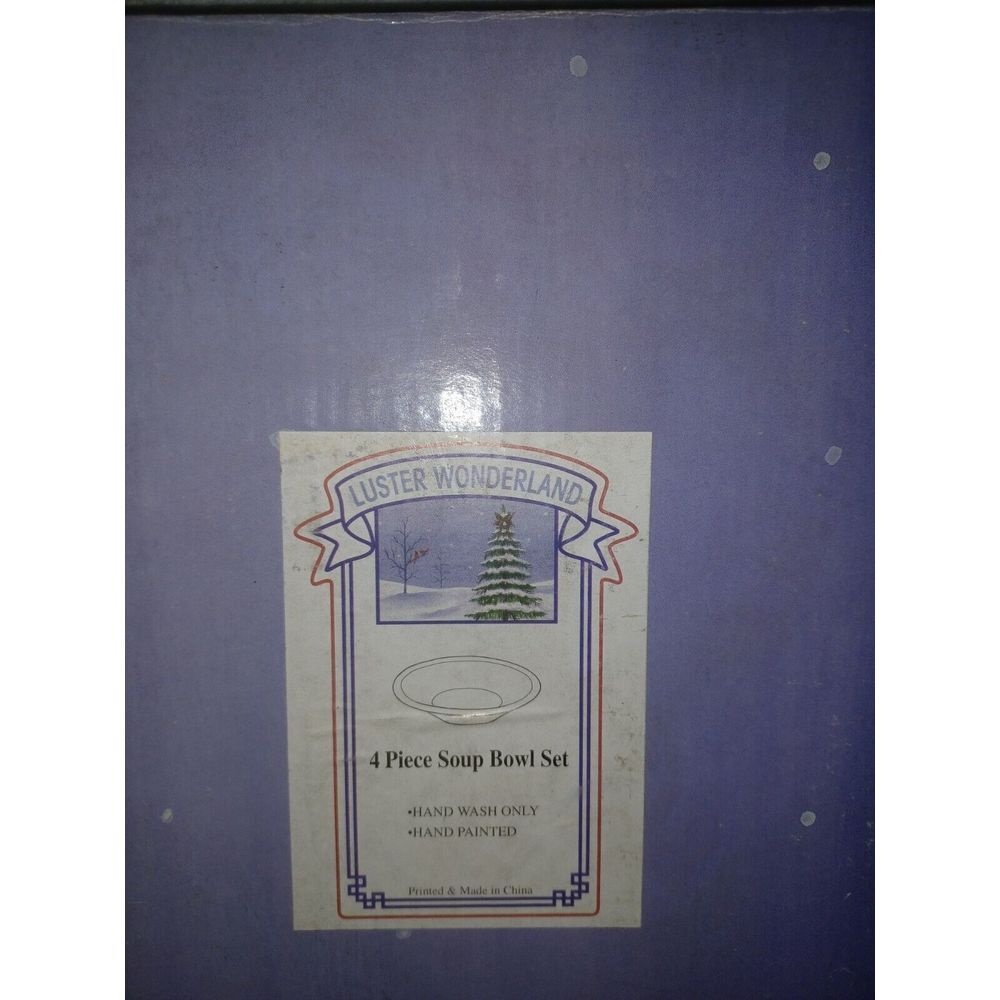 Christmas‎ Soup Bowls Set Of 4 Iridescent  Jay Import - Picture 6 of 6